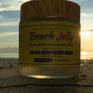 Beach Jelly jar at the beach in the sun