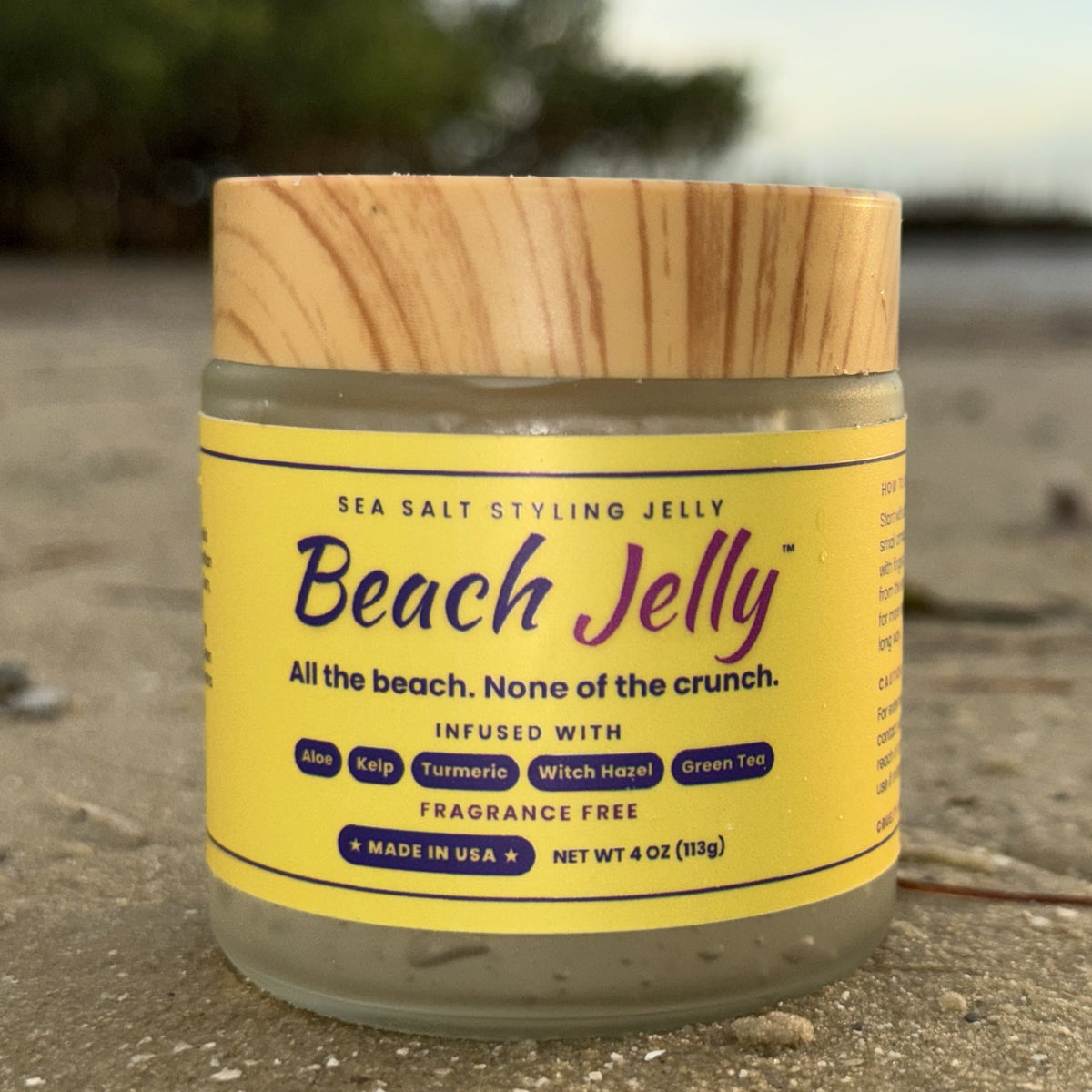 Beach Jelly Sea Salt Styling Jelly jar on the beach