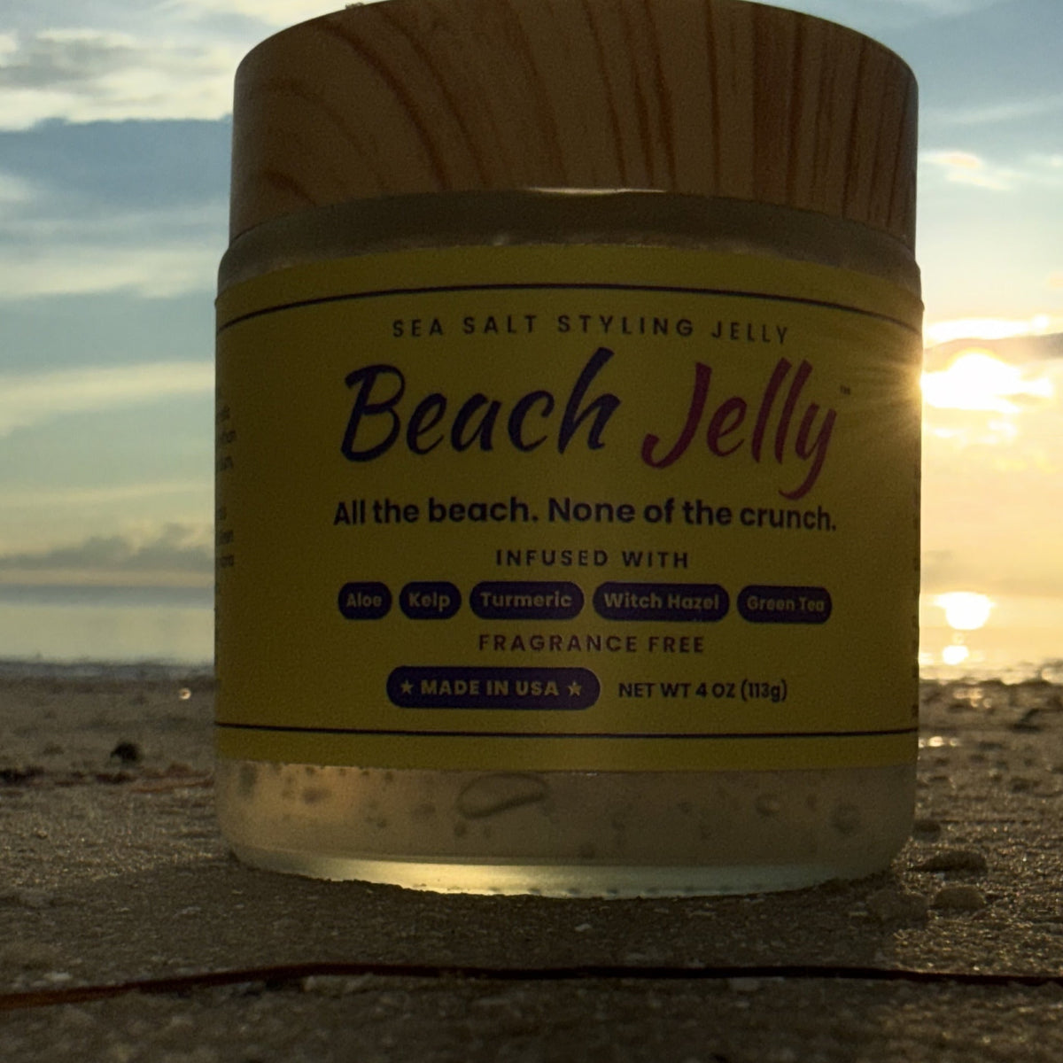 Beach Jelly jar at the beach in the sun